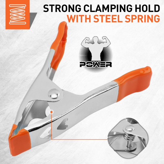 4 Inch Heavy Duty Spring Clamps Jaw Opening, Nickel-plated Steel Spring Clips Clamps