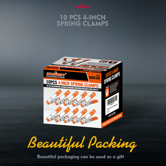 4 Inch Heavy Duty Spring Clamps Jaw Opening, Nickel-plated Steel Spring Clips Clamps