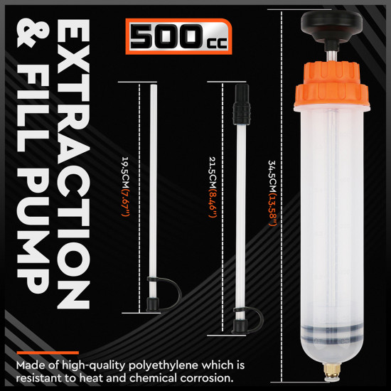 500CC Oil Extractor Car Fluid Extraction Filling Syringe Bottle Transfer Liquid Pump Diesel Automotive Dispenser Tool