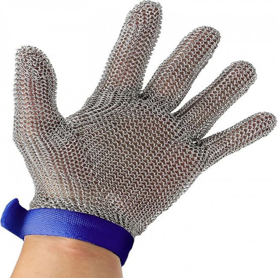 SS316L Stainless Steel Cut Resistant Butcher Gloves Chain Mail Mesh Plain Weave Safety Glove Woven Welding Processing Service