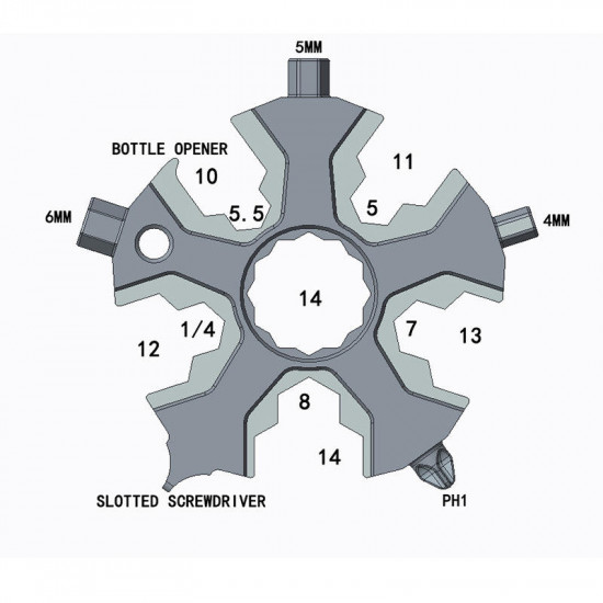Christmas Gifts 18 in 1 Bike Tools Stainless Steel Portable EDC Gadget Pentagon Snowflake Multitools for Outdoor