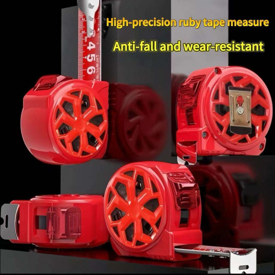 Steel Self-winding Brake Measuring Tape 5m 7.5m 10m 3m Lengths Red Color Wear-Resistant High Precision