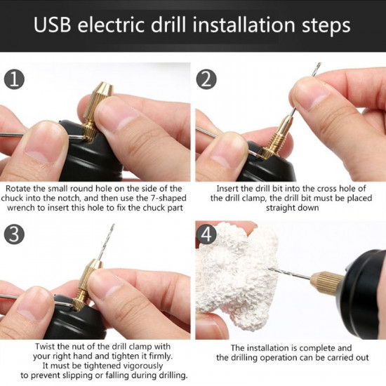 USB Crystalline Glue DIY Electric Drill with Pearl Hand Drill Small Electric Drill for Horn Nails-Hardware Product