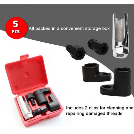 WZAUTO High Quality 5pcs Oxygen Injector Removal Tool Car Oxygen Sensor Socket Thread Chasers Wrench Vacuum Repair Kit