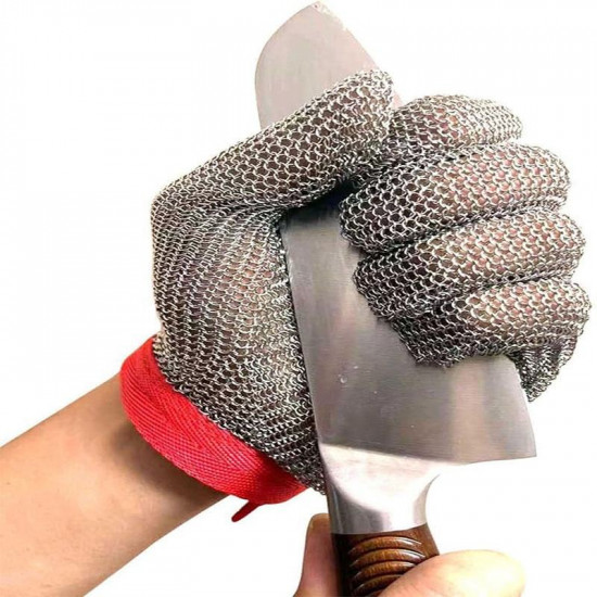 SS316L Stainless Steel Cut Resistant Butcher Gloves Chain Mail Mesh Plain Weave Safety Glove Woven Welding Processing Service