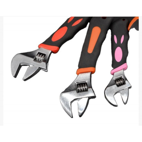 Factory OEM Wholesale DIY Metric Carbon Steel 8 Inch Cushion Handle Grip Monkey Spanner Adjustable Wrench